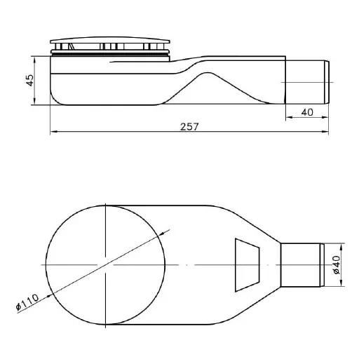 Ablaufgarnitur Siphon Bridge 90 für flache Duschwannen