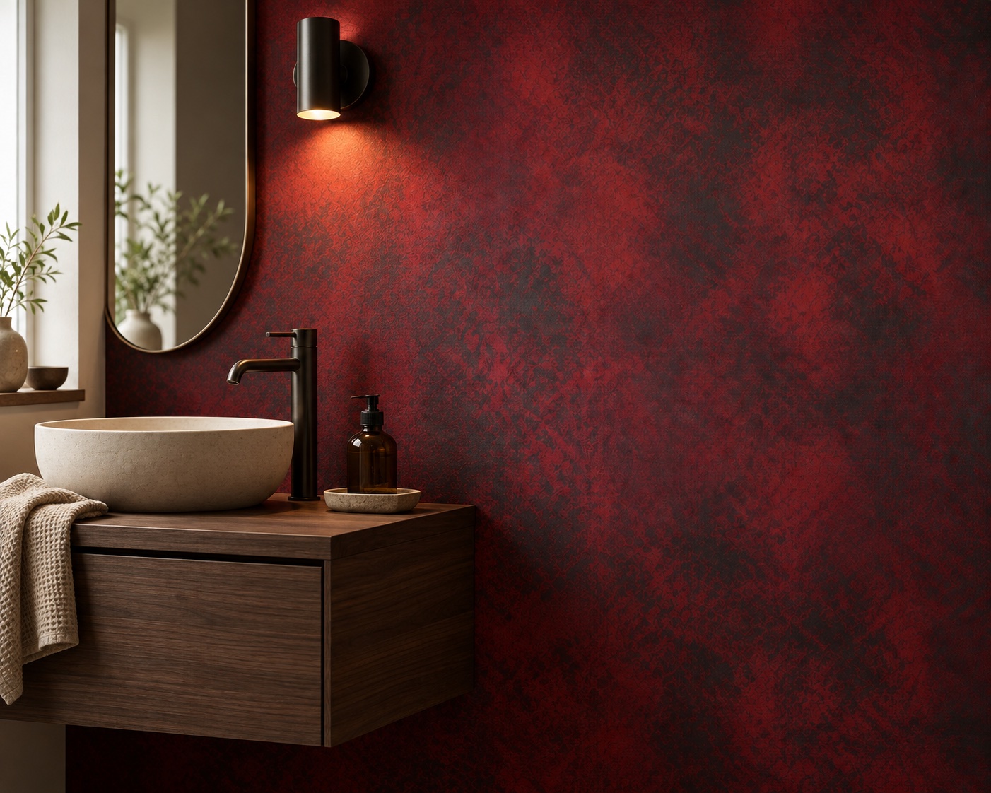 Wandpaneel Crimson Velvet Spa mit samtigen Rottönen, Bild 1